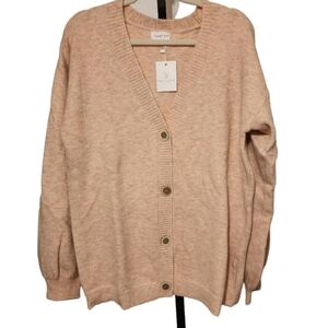 NWT Womens Verve Closet Sweater Cardigan. Size L, pink heathered